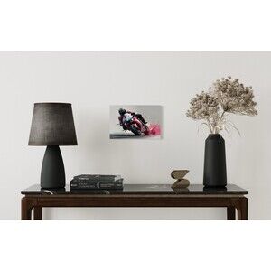 Vibrant moto racer HD metal wall art print 8 x 12